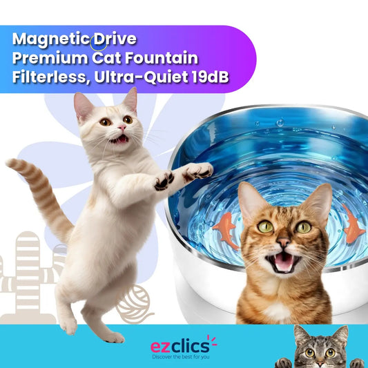 Ezclics™ Magnetic Drive Premium Cat Fountain | Filterless, Ultra-Quiet 19dB