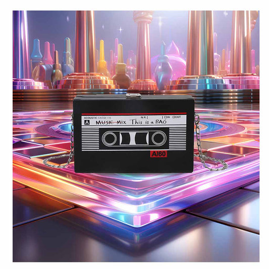 Retro cassette clutch bag for women – 80s music style
