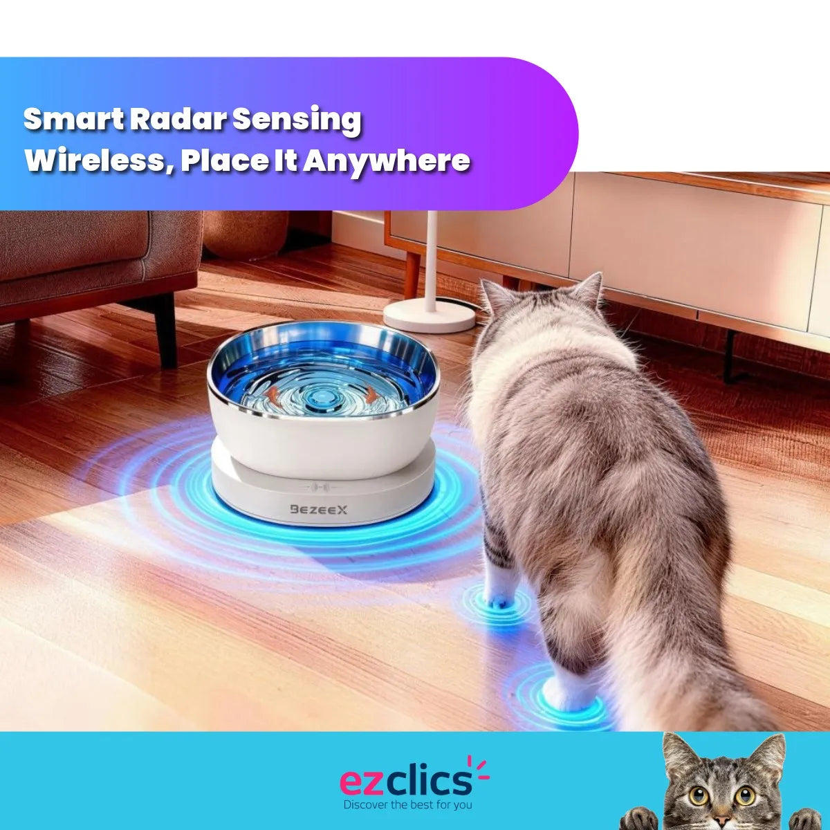 Ezclics™ Magnetic Drive Premium Cat Fountain | Filterless, Ultra-Quiet 19dB
