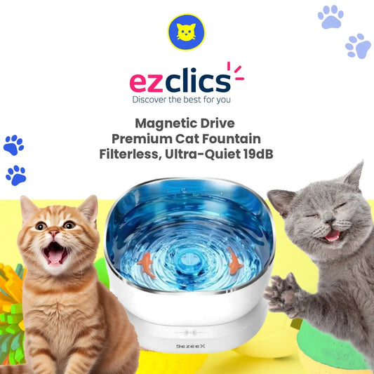 Ezclics™ Magnetic Drive Premium Cat Fountain | Filterless, Ultra-Quiet 19dB