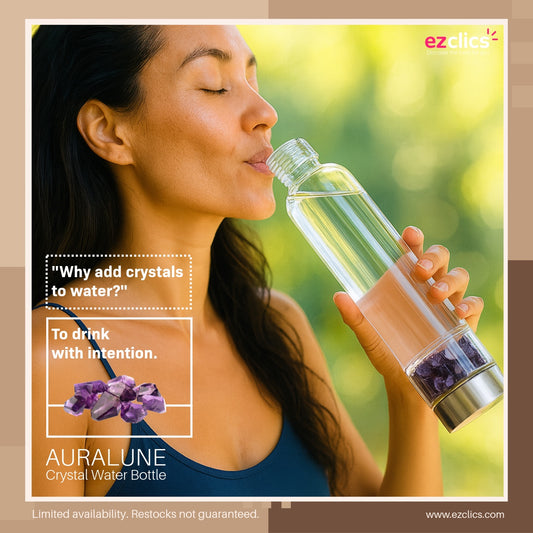Auralune™ Crystal Water Bottle – Rose Quartz for Self-Love & Healing