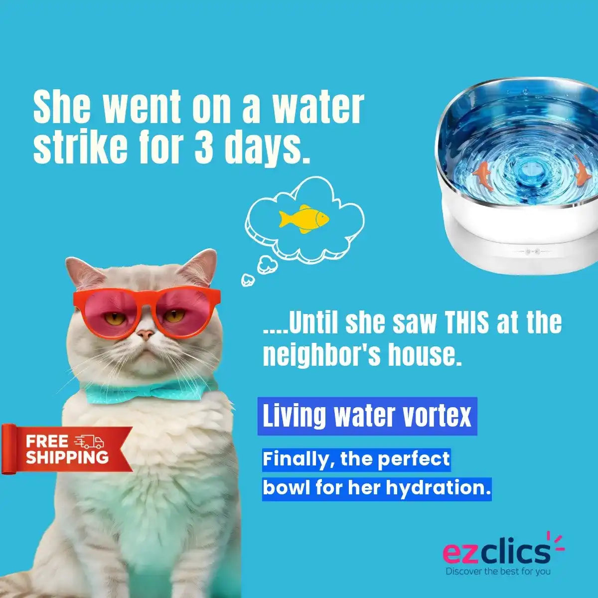 Ezclics™ Magnetic Drive Premium Cat Fountain | Filterless, Ultra-Quiet 19dB